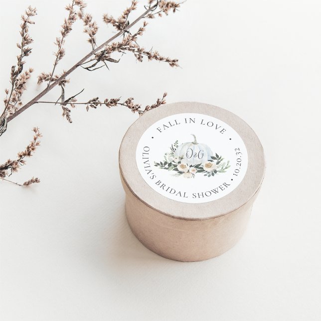 Adesivo Redondo Favorita Monograma de Verdura de Abóbora de Outono (Criador carregado)