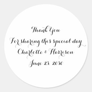Adesivo Redondo Favorito de presente de casamento do guião preto 