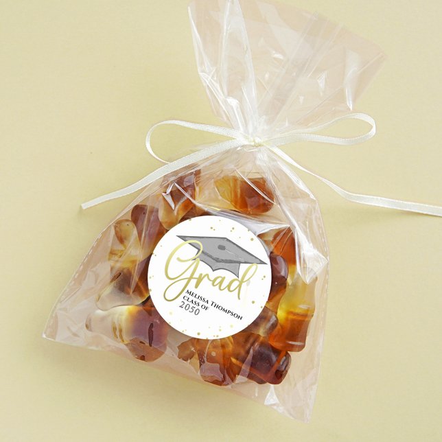 Adesivo Redondo Favorito Personalizado de Script de Graduação Dour (Criador carregado)