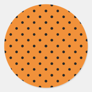 Adesivo Redondo Favoritos bonitos de laranja e bolinhas pretas do 