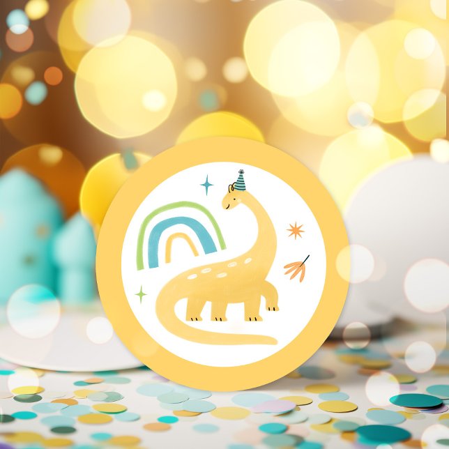 Adesivo Redondo Favoritos da Festa de aniversário do Dinossauro do (Criador carregado)