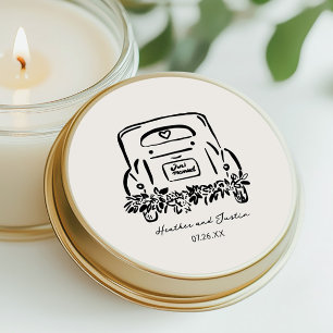 Adesivo Redondo Favoritos de Casamento Personalizado de Carro rece