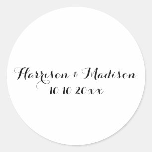 Adesivo Redondo Favoritos de casamento personalizados preto-branco