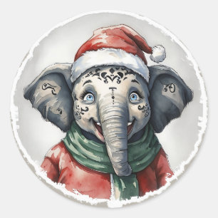 Adesivo Redondo Favoritos Engraçados de Natal Animal - Elefante 2