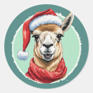 Adesivo Redondo Favoritos Engraçados de Natal Animal - Llama 1