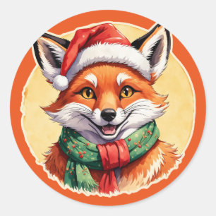 Adesivo Redondo Favoritos Engraçados de Natal Animal - Raposa 1