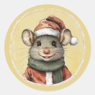 Adesivo Redondo Favoritos Engraçados de Natal Animal - Rato 1