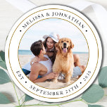 Adesivo Redondo Favoritos personalizados do casamento moderno de f<br><div class="desc">Adicione o toque final ao seu casamento com estes bonitos adesivos personalizados. Perfeito para rotular os favores do seu casamento para todos os seus convidados, e para os adesivos de envelopes para enviar cartões de agradecimento. Personalize esses adesivos de fotos com sua foto favorita de casais, seu cão de honra...</div>