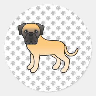 Adesivo Redondo Fawn English Mastiff - Cão de Cartoon