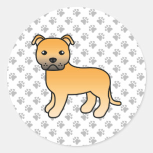 Adesivo Redondo Fawn English Staffordshire Bull Terrier Dog
