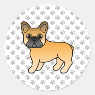 Adesivo Redondo Fawn French Bulldog Cachorro de Cartoon
