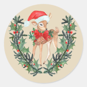 Adesivo Redondo Fawn Wreath