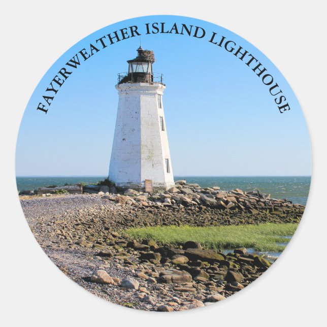 Adesivo Redondo Fayerweather Island Lighthouse CT Round Sticker (Frente)