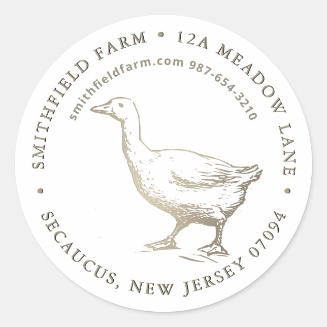 Adesivo Redondo Fazenda Curiosa de Ganso ou Rótulo Comercial (Frente)