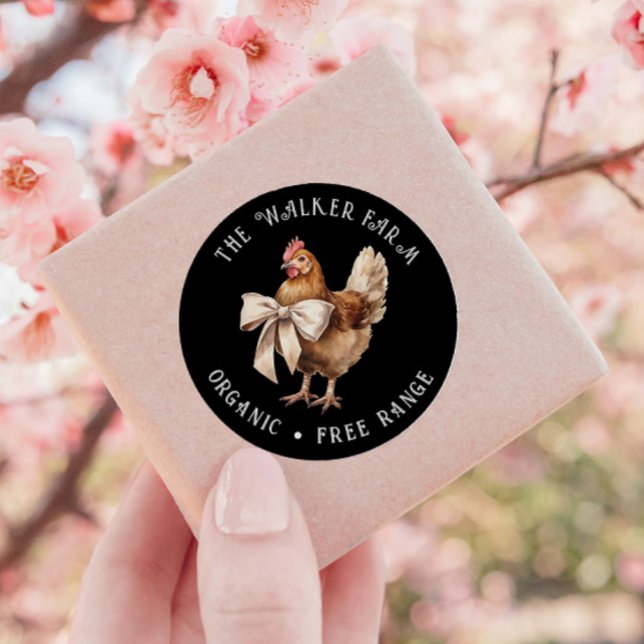 Adesivo Redondo Fazenda da família de Arcos de frango com aquarela (Criador carregado)