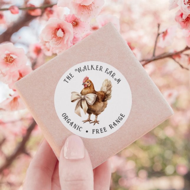 Adesivo Redondo Fazenda da família de Arcos de frango com aquarela (Criador carregado)