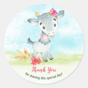 Adesivo Redondo Fazenda De Cabra De Água, Obrigado