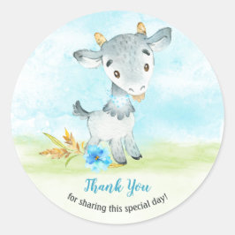 Adesivo Redondo Fazenda De Cabra De Aquarela Obrigado