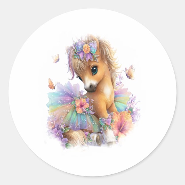 Adesivo Redondo Fazenda de cavalos Rainbow Summer (Frente)