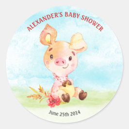 Adesivo Redondo Fazenda de Chá de fraldas de cor d'água