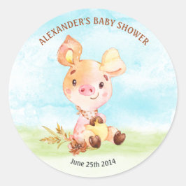 Adesivo Redondo Fazenda de Chá de fraldas de cor d'água