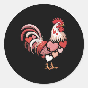 Adesivo Redondo Fazenda do Dia dos Namorados Frango Coração Padrão