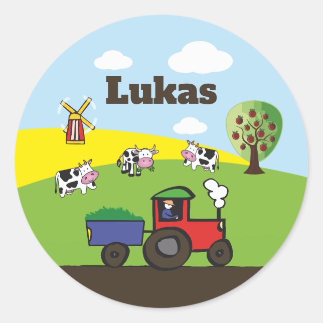 Adesivo Redondo fazenda do trator | redonda (Frente)