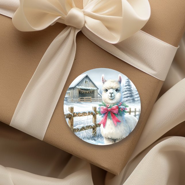 Adesivo Redondo Fazenda e Natal de Cute Alpaca (Criador carregado)