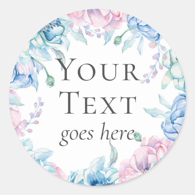 Adesivo Redondo Fazenda Elegante Floral Peônia Aquarela Flores (Frente)