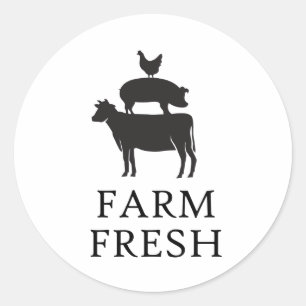 Adesivo Redondo Fazenda fresca, animais de fazenda