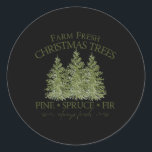 Adesivo Redondo Fazenda Fresca Árvores de Natal Pinheiras Pinheira<br><div class="desc">Fazenda Fresca Árvores de Natal Pinheiras Pulverizar Fir Sempre Fresco De Natal</div>