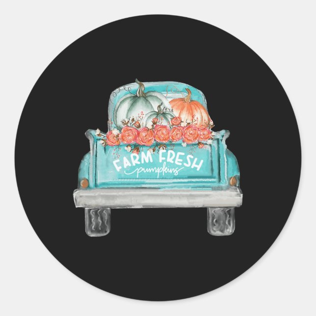 Adesivo Redondo Fazenda Fresca De Abóbora Feliz Caminhão Feliz out (Frente)