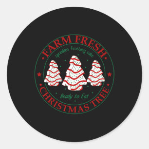 Adesivo Redondo Fazenda Fresca de Árvore de Natal Família Xmas Pa