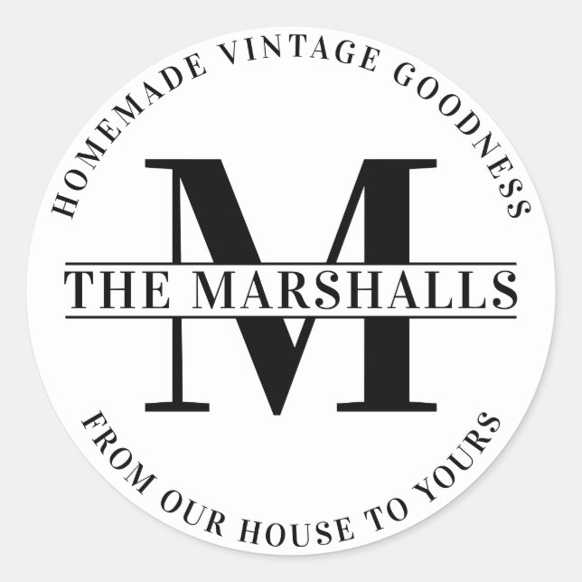 Adesivo Redondo Fazenda ou empresa básica da família Monograma (Frente)