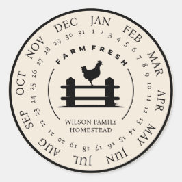 Adesivo Redondo Fazenda personalizável Cartonagem de ovos frescos 