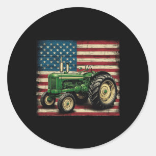 Adesivo Redondo Fazenda Trator Usa Flag Trator American Fazenda Us