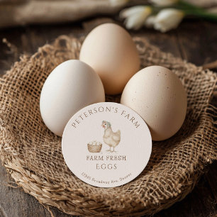 Adesivo Redondo Fazenda Vintage Hen e Ovos