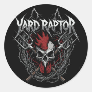 Adesivo Redondo Fazendeiro de Aves Pátio de Raptor Crânio Fazenda 