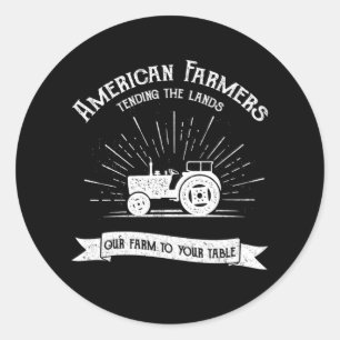 Adesivo Redondo Fazendeiros Americanos Trator Fazenda Farming Rank