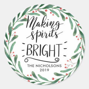 Adesivo Redondo Fazendo a espírito bagas brilhantes do vermelho