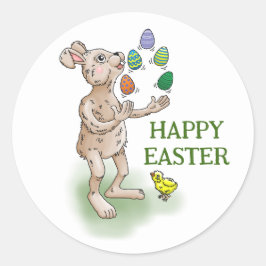 Adesivo Redondo Fazendo malabarismo com Bunny da Páscoa
