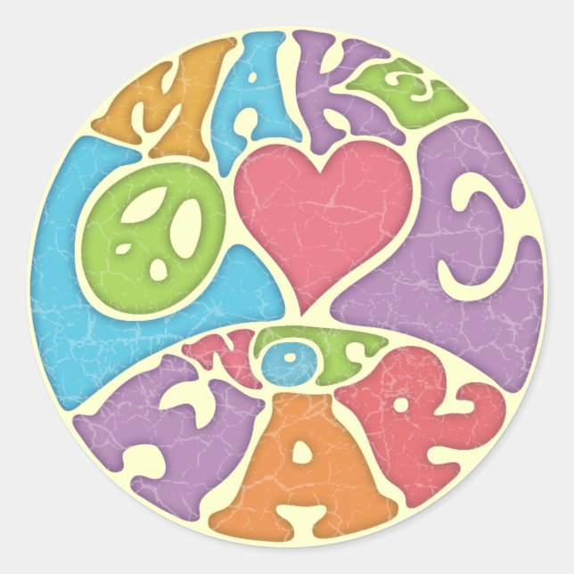 Adesivo Redondo Fazer Amor Não Guerra (Frente)