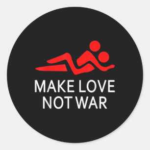 Adesivo Redondo Fazer Amor Não Guerra Feliz Hippy Dizendo Paz