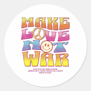 Adesivo Redondo Fazer Amor Não Guerra - Hippie - Letra Impressão