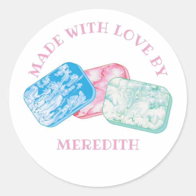 Adesivo Redondo Fazer de sabonetes Bares personalizados da etiquet (Frente)