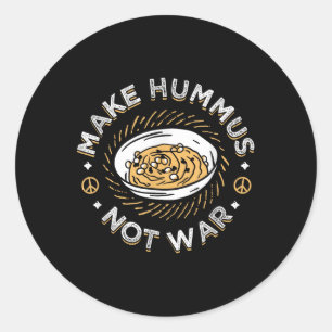 Adesivo Redondo Fazer Hummus Não Guerra Vegan Vegetariana Espalhar