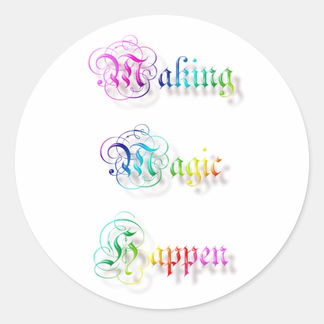 Adesivo Redondo Fazer Magic Acontece. (Frente)