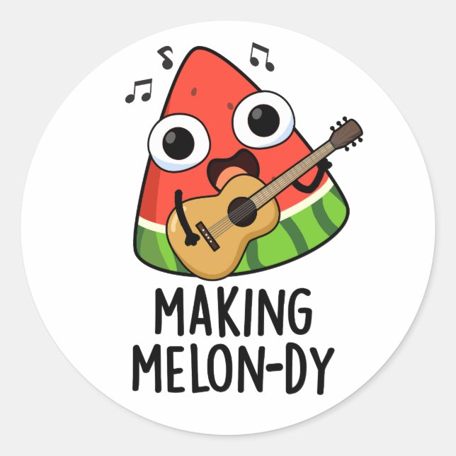 Adesivo Redondo Fazer Melon-dy Funny Melon Pun (Frente)