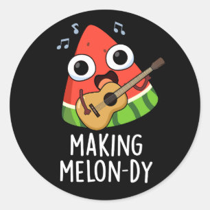 Adesivo Redondo Fazer Melon-dy Funny Melon Pun Dark BG