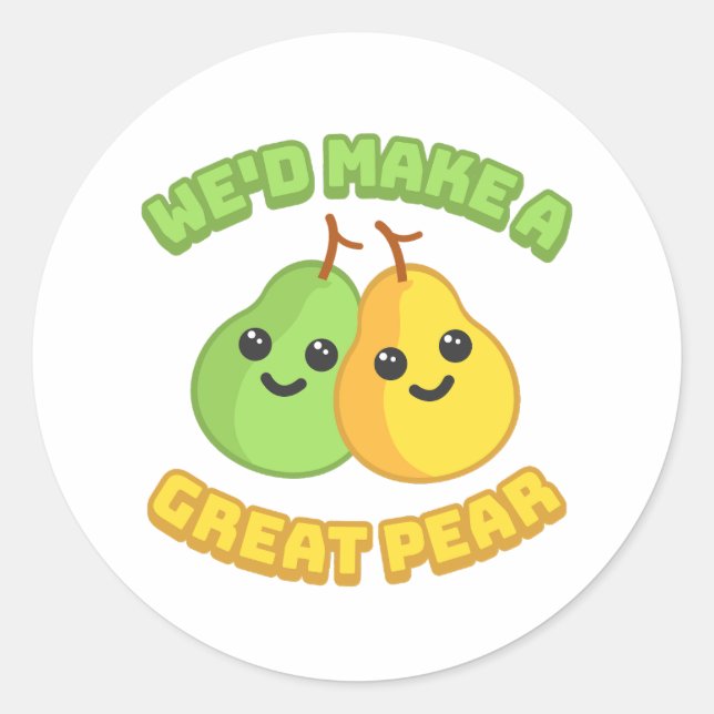 Adesivo Redondo Fazíamos uma Pear Excelente! Cartoon de pera (Frente)